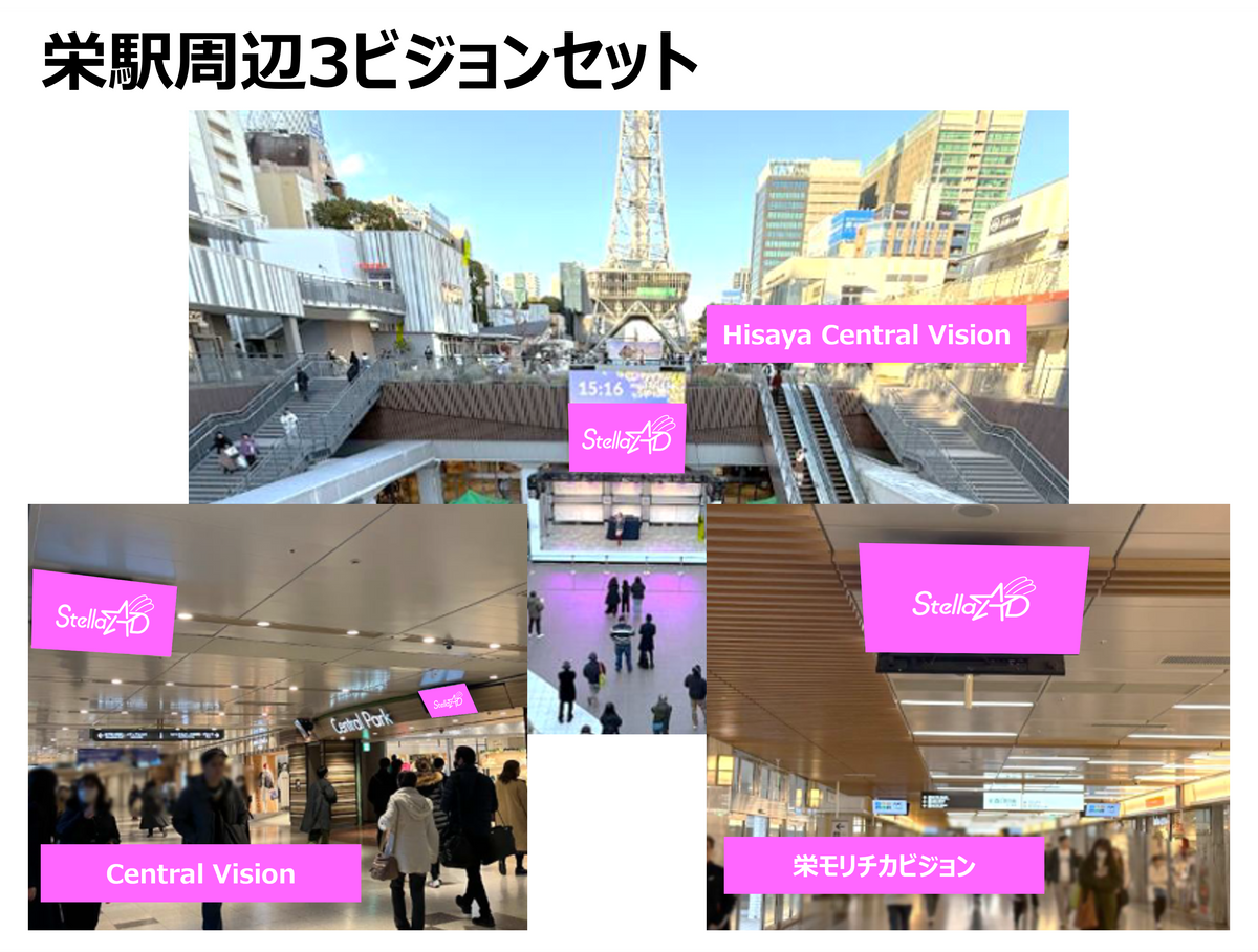 【名古屋】栄駅周辺3ビジョンセット