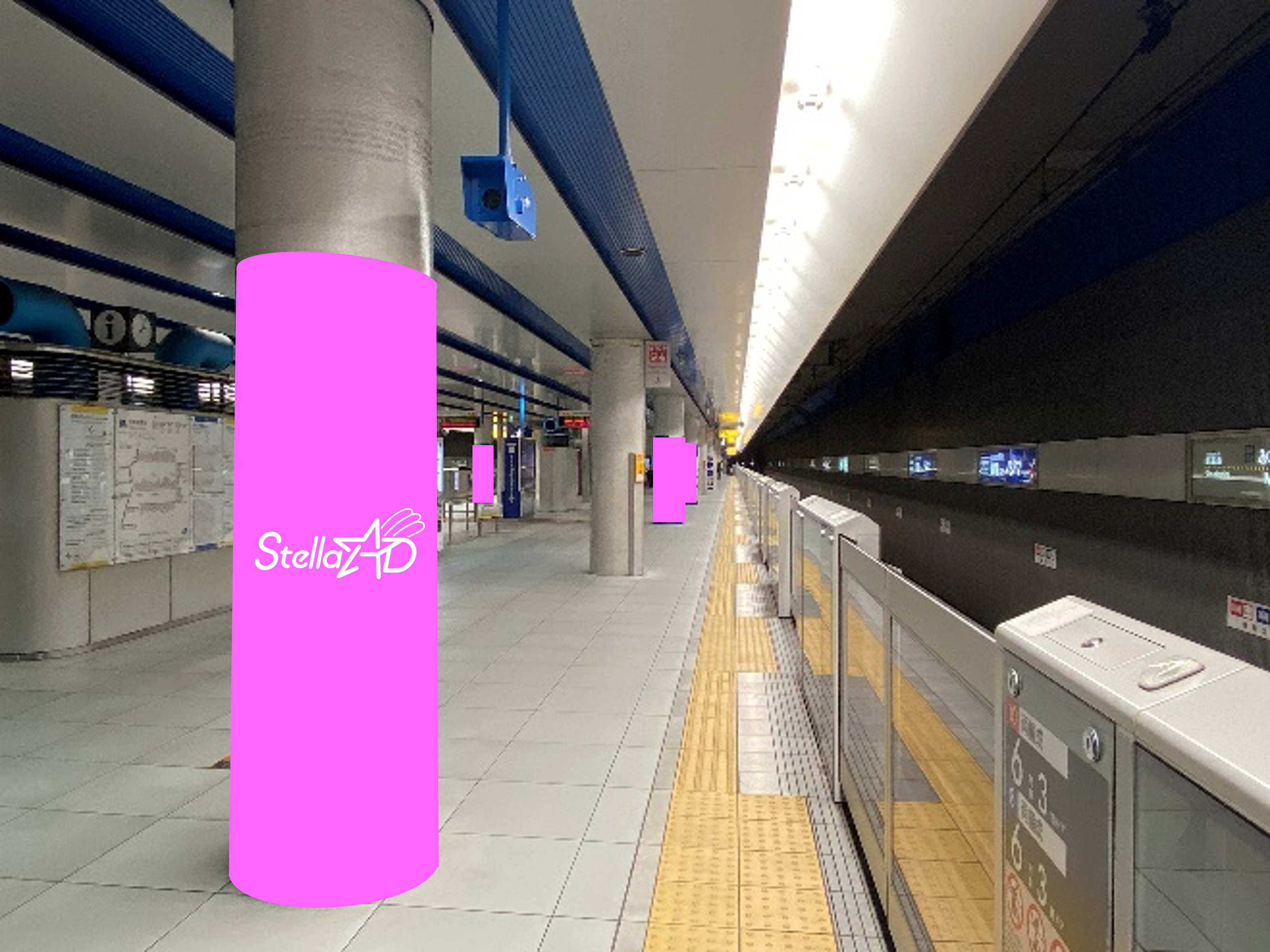 【みなとみらい駅】ホーム柱巻き