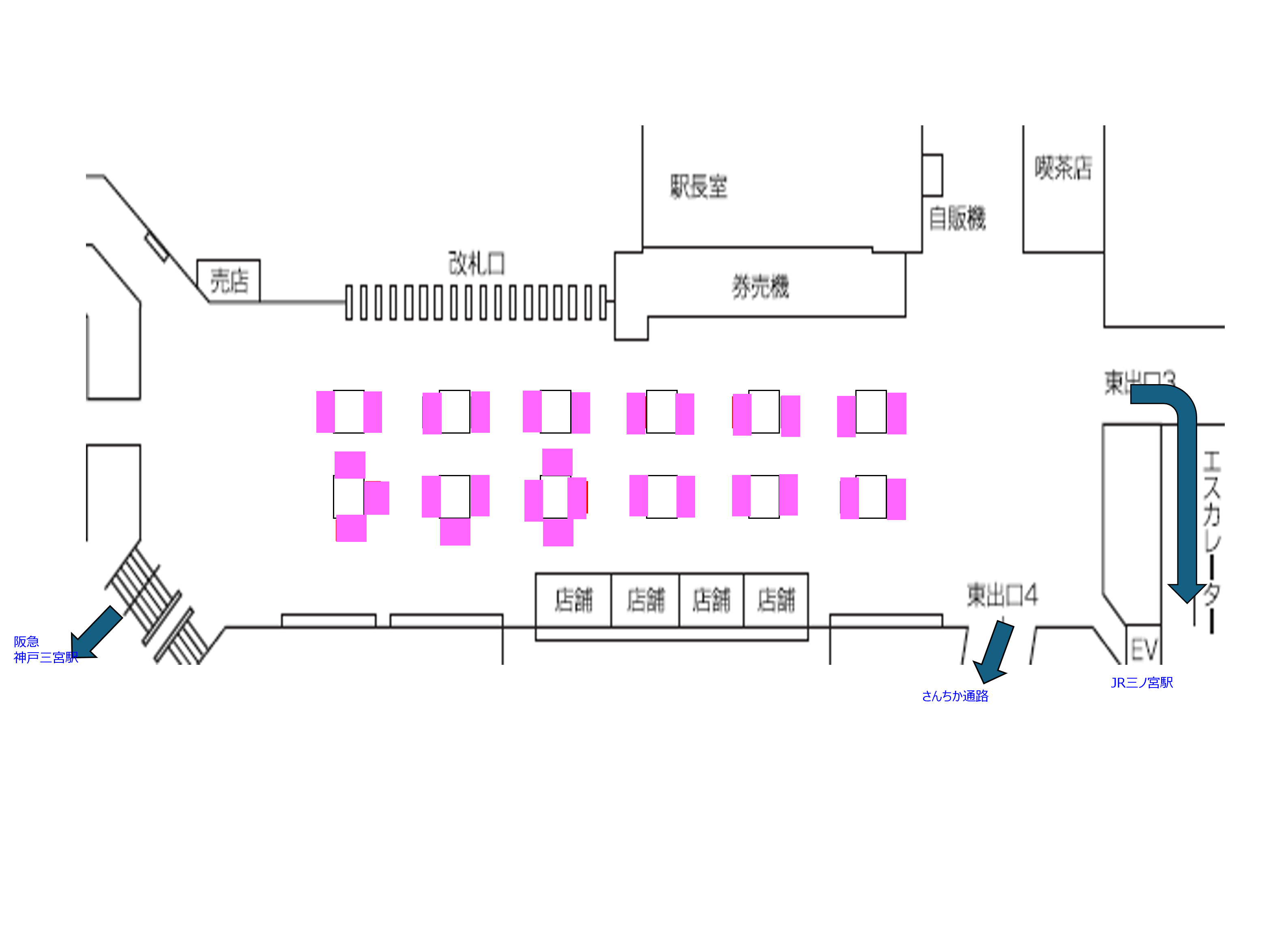 【神戸市営地下鉄三宮駅】コンコースDS